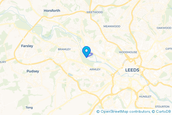 Coach Hire route map for Upper Armley, West Yorkshire