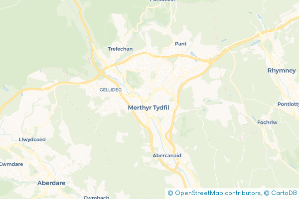 Coach Hire route map for Merthyr Tydfil, Merthyr Tydfil