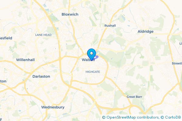 Coach Hire route map for Walsall, West Midlands