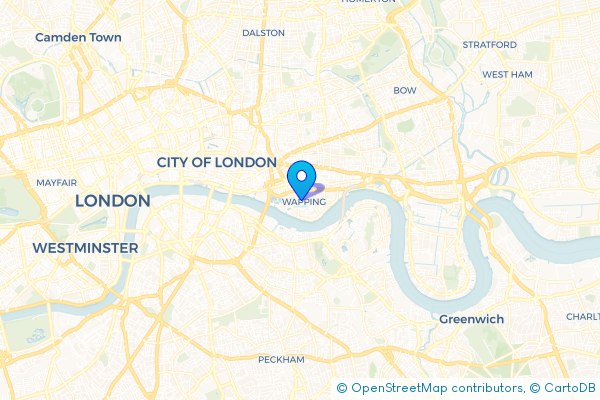 Coach Hire route map for Wapping, Greater London
