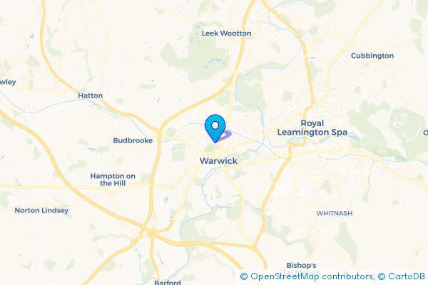 Coach Hire route map for Warwick, Warwickshire