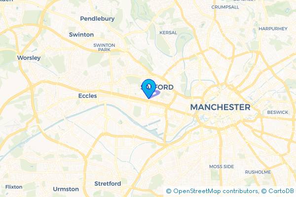Coach Hire route map for Weaste, Greater Manchester