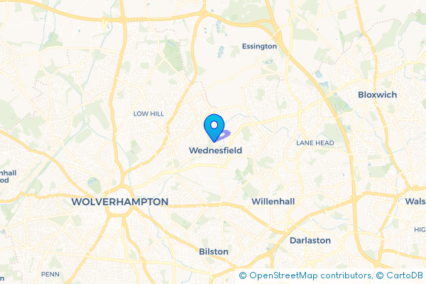 Coach Hire route map for Wednesfield, West Midlands