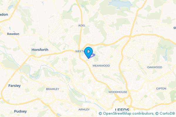 Coach Hire route map for Weetwood, West Yorkshire