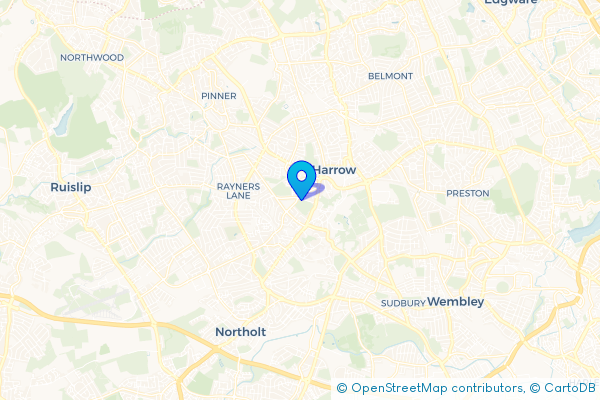 Coach Hire route map for West Harrow, Greater London