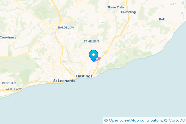 Coach Hire route map for West Hill, East Sussex