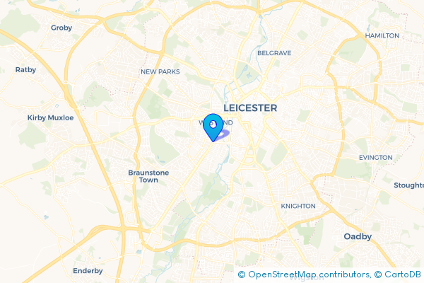 Coach Hire route map for Westcotes, Leicestershire