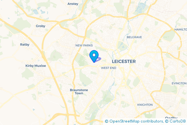 Coach Hire route map for Western Park, Leicestershire