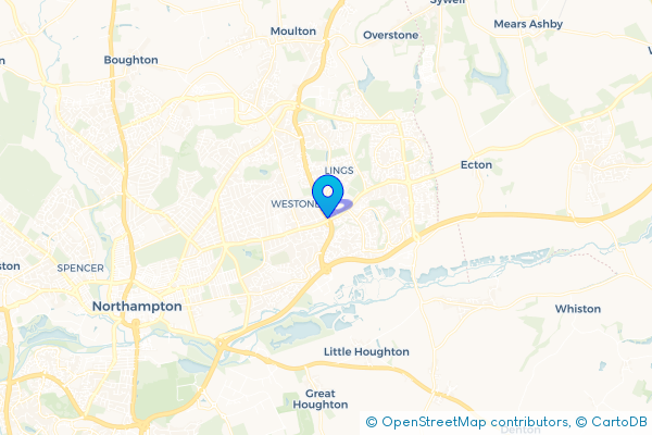 Coach Hire route map for Weston Favell, Northamptonshire