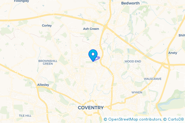 Coach Hire route map for Whitmore Park, West Midlands