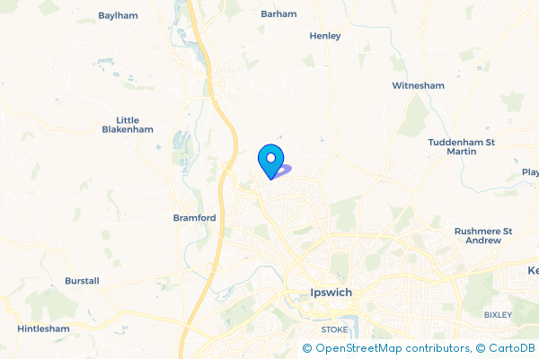 Coach Hire route map for Whitton, Suffolk
