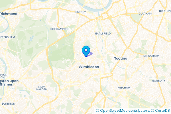 Coach Hire route map for Wimbledon, Greater London