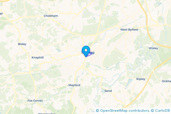 Coach Hire route map for Woking, Surrey