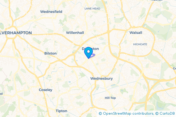 Coach Hire route map for Woods Bank, West Midlands