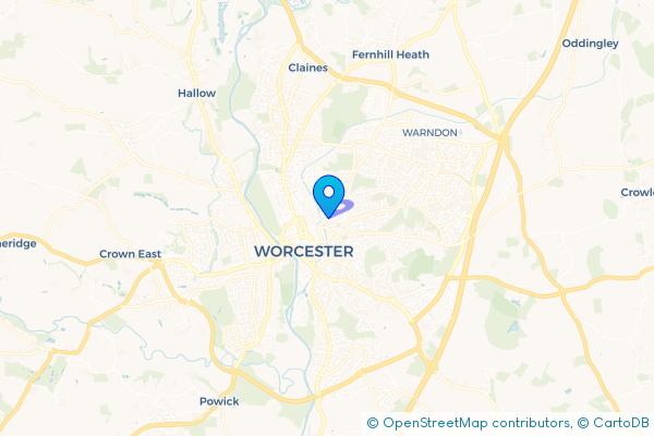 Coach Hire route map for Worcester, Worcestershire