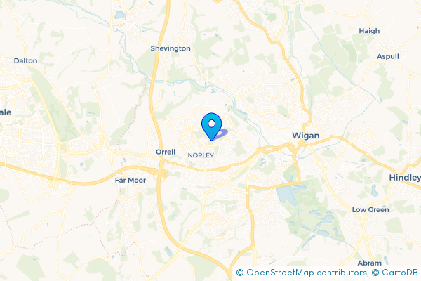 Coach Hire route map for Worsley Hall, Greater Manchester