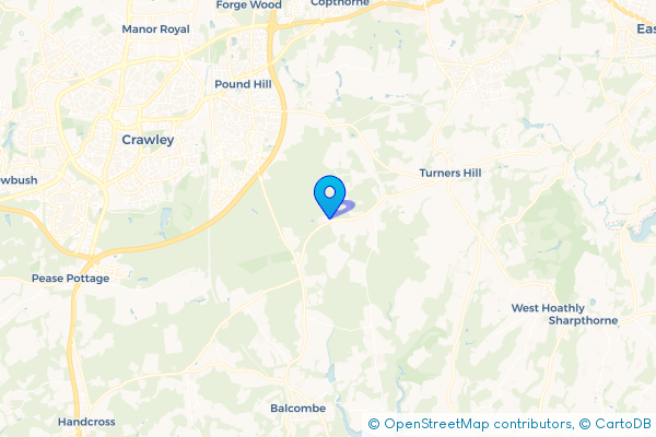 Coach Hire route map for Worth Abbey, West Sussex