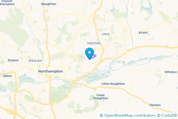 Minibus Hire route map for Abington Vale, Northamptonshire
