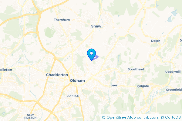 Minibus Hire route map for Acre, Greater Manchester