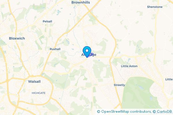 Minibus Hire route map for Aldridge, West Midlands