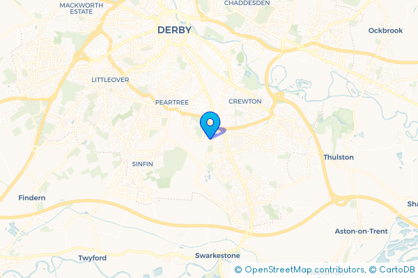Minibus Hire route map for Allenton, Derbyshire