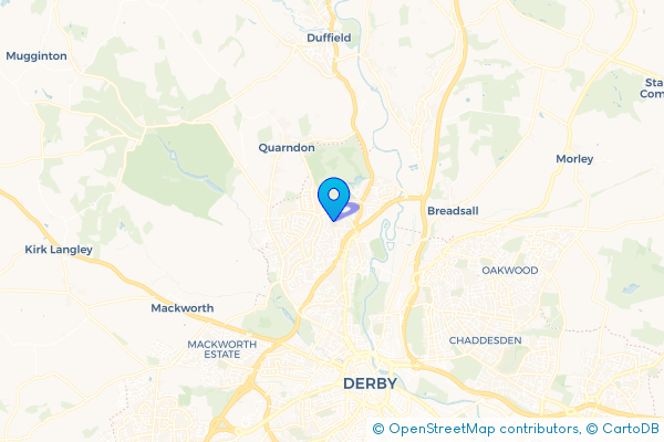 Minibus Hire route map for Allestree, Derbyshire
