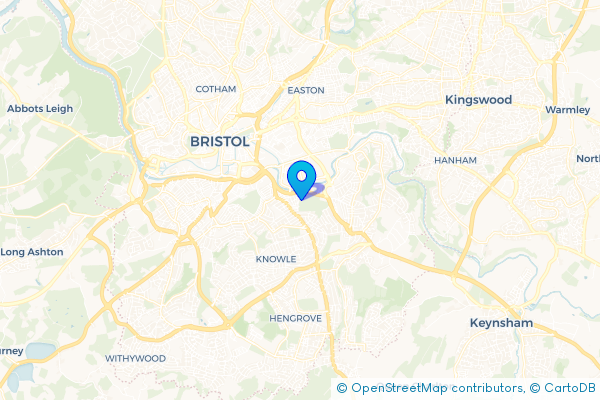 Minibus Hire route map for Arno's Vale, Bristol