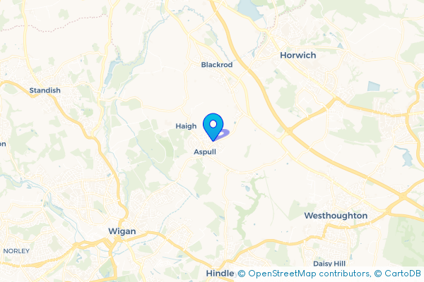 Minibus Hire route map for Aspull, Greater Manchester