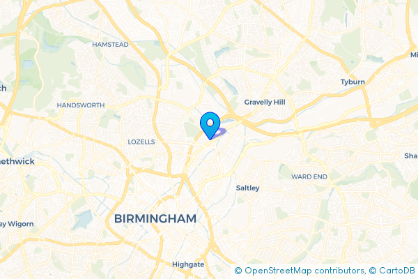 Minibus Hire route map for Aston, West Midlands