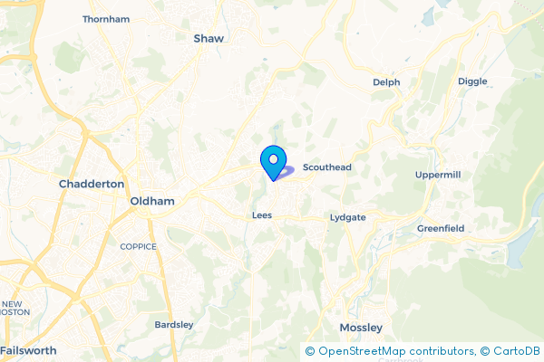 Minibus Hire route map for Austerlands, Greater Manchester