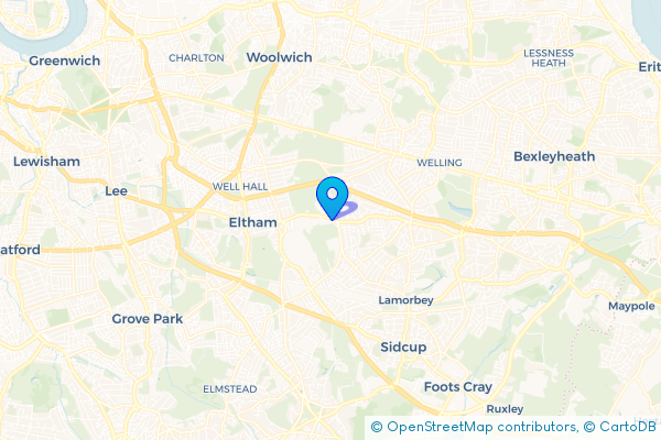 Minibus Hire route map for Avery Hill, Greater London