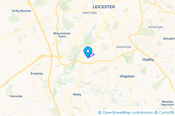Minibus Hire route map for Aylestone, Leicestershire