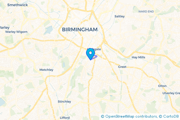 Minibus Hire route map for Balsall Heath, West Midlands