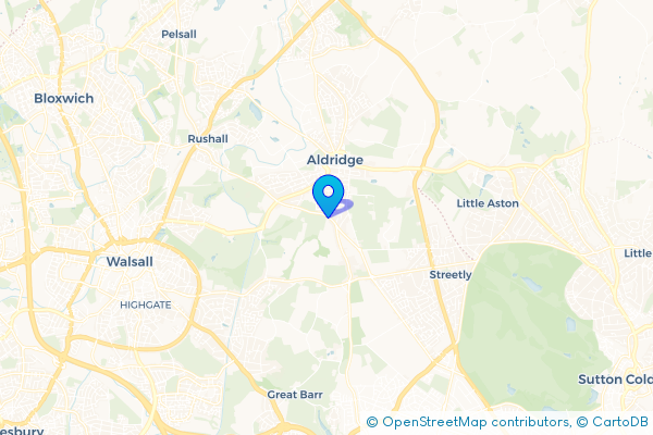 Minibus Hire route map for Barr Common, West Midlands
