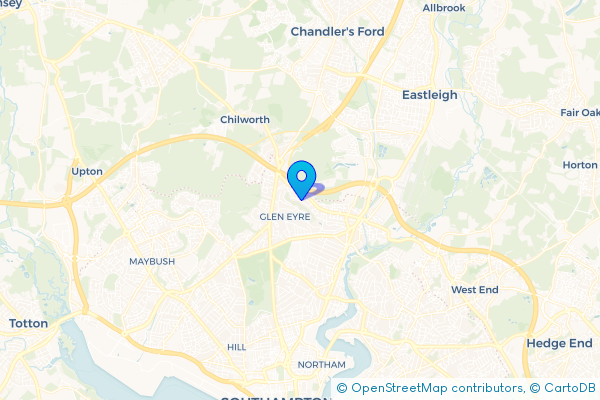 Minibus Hire route map for Bassett Green, Hampshire