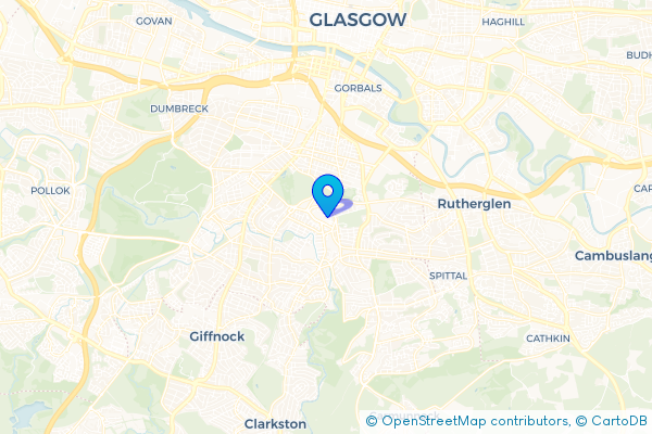 Minibus Hire route map for Battlefield, Glasgow City