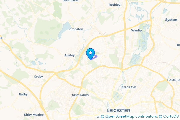 Minibus Hire route map for Beaumont Leys, Leicestershire