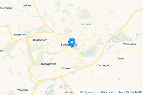 Minibus Hire route map for Bedford, Bedfordshire