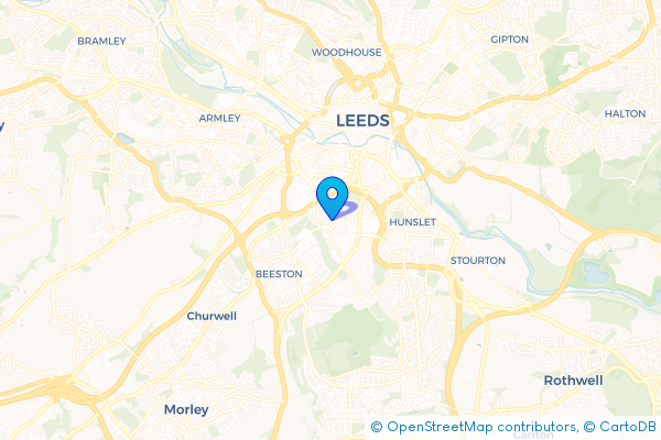 Minibus Hire route map for Beeston Hill, West Yorkshire