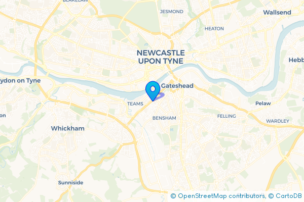Minibus Hire route map for Bensham, Tyne and Wear