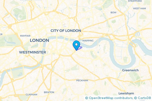 Minibus Hire route map for Bermondsey, Greater London