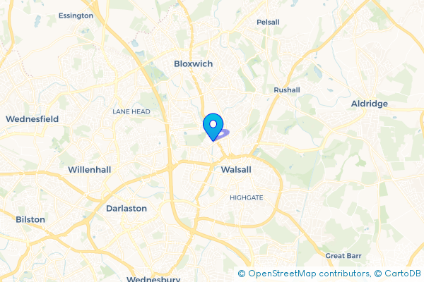 Minibus Hire route map for Birchills, West Midlands
