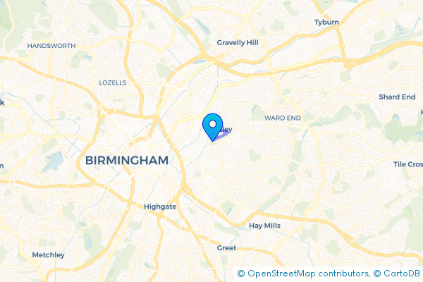 Minibus Hire route map for Birmingham, West Midlands