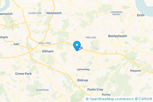 Minibus Hire route map for Blackfen, Greater London