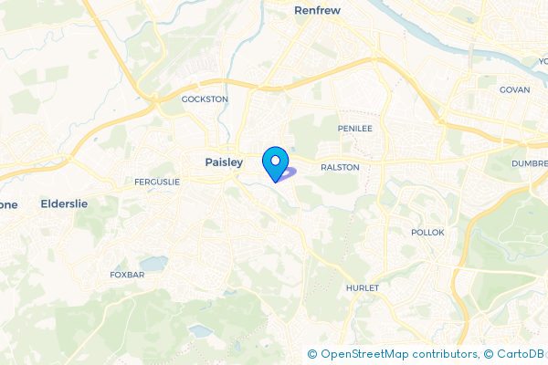Minibus Hire route map for Blackhall, Renfrewshire