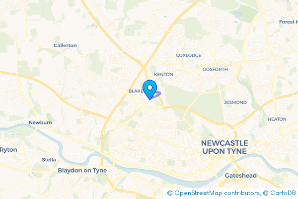 Minibus Hire route map for Blakelaw, Tyne and Wear