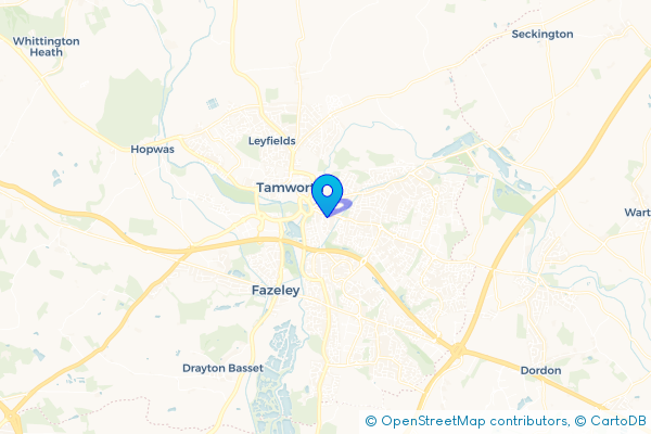 Minibus Hire route map for Bolehall, Staffordshire