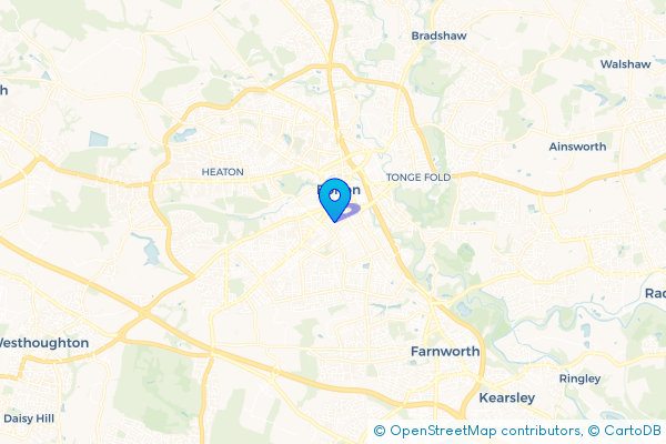 Minibus Hire route map for Bolton, Greater Manchester