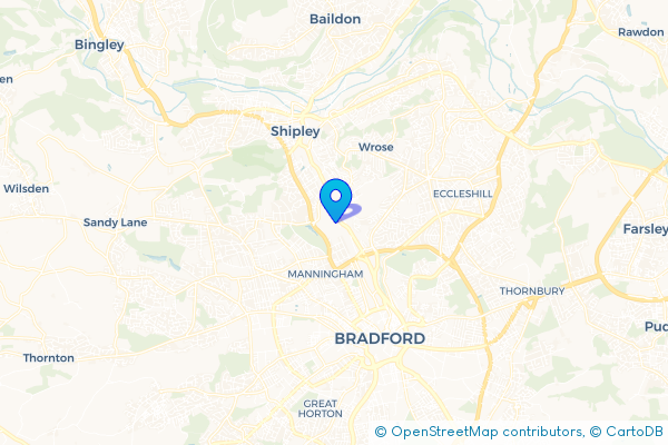 Minibus Hire route map for Bolton Woods, West Yorkshire