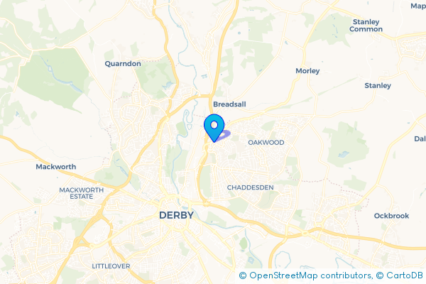 Minibus Hire route map for Breadsall Hilltop, Derbyshire